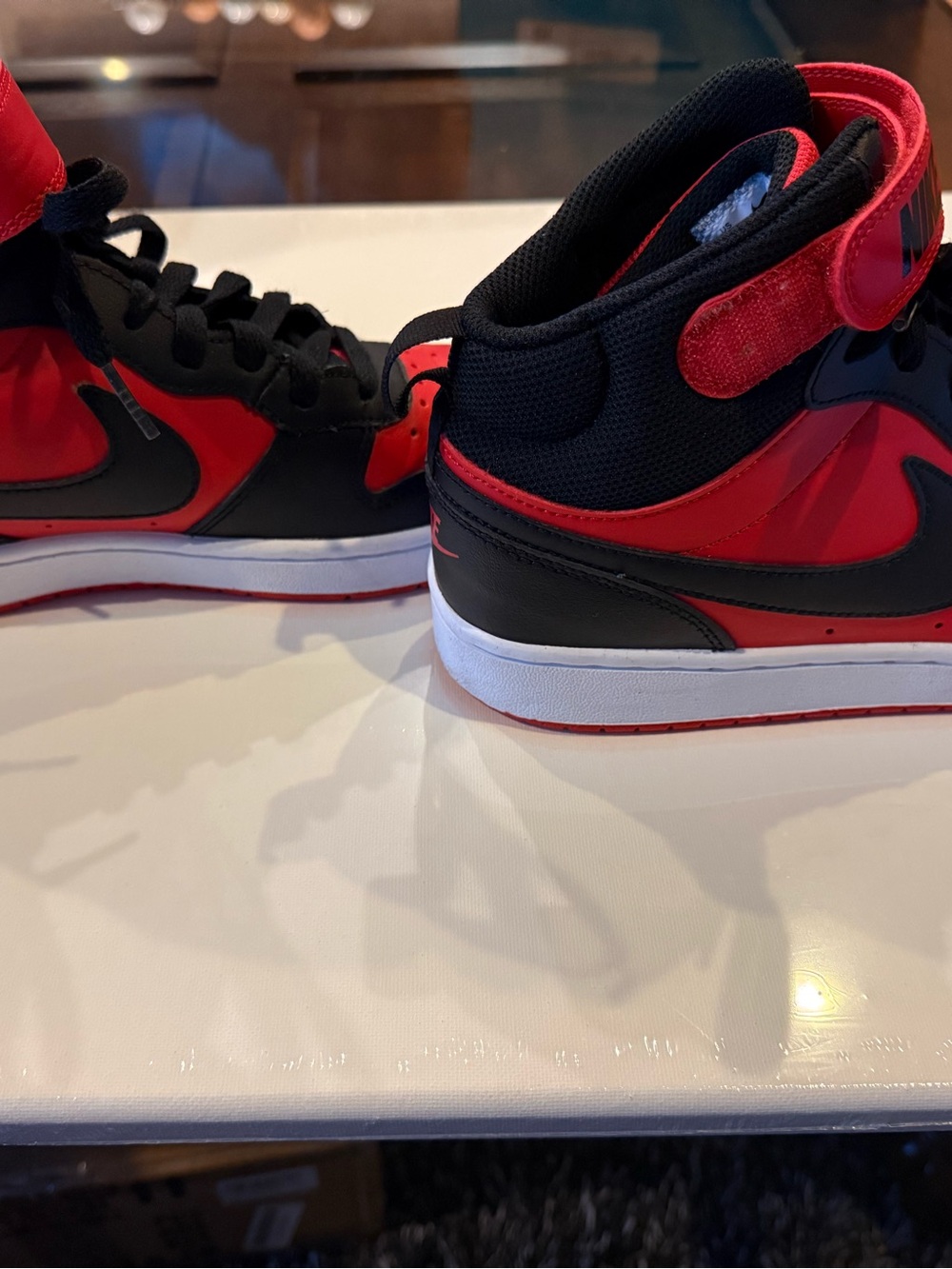 Nike Court Borough Mid 2 GS Youth 6.5Y (Women’s 8) Red Black Sneakers